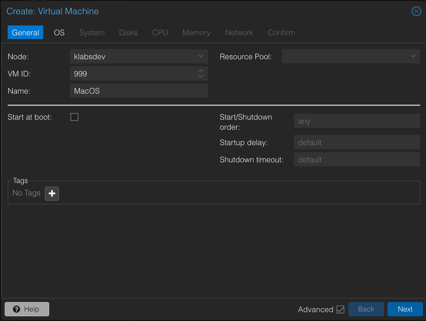 Choose Proxmox ID and VM Name